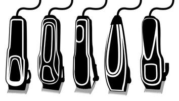 Set Electrical hair clipper. Modern trimmer machine icon vector