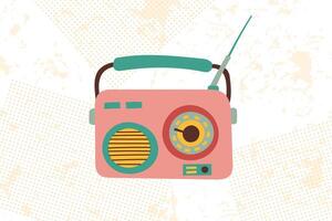 Radio in retro style. Concept of 90s. Y2K, 2000s, 80s element. vector