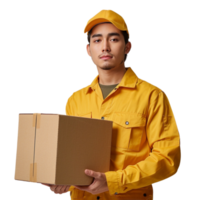 delivery man using yellow uniform shirt png