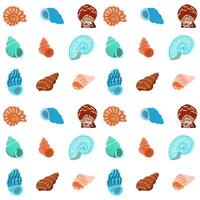 Seamless pattern with hand-drawn seashells in a flat cartoon style. vector