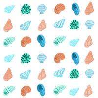 Seamless pattern with hand-drawn seashells in a flat cartoon style. vector