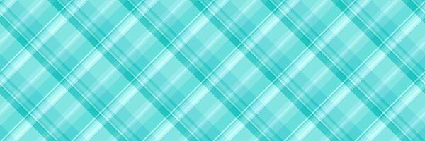 Minimal tartan check fabric, attire pattern seamless. Other background textile texture plaid in teal and cyan colors. vector