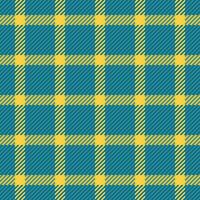Shirt seamless plaid tartan, spring pattern check texture. Household fabric background textile in cyan and yellow colors. vector