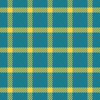 Shirt seamless plaid tartan, spring pattern check texture. Household fabric background textile in cyan and yellow colors. vector