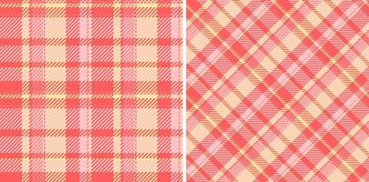 Pattern check texture of tartan fabric background with a textile plaid seamless. Set in kids colors for graphic design detailed editable swatch. vector