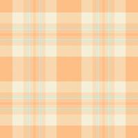 Dress check fabric, couch texture seamless textile. Random tartan pattern plaid background in light and orange colors. vector