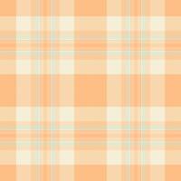 Dress check fabric, couch texture seamless textile. Random tartan pattern plaid background in light and orange colors. vector