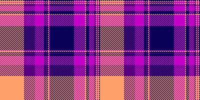 60s textile plaid, cool tartan fabric background. Large pattern texture seamless check in purple and indigo colors. vector