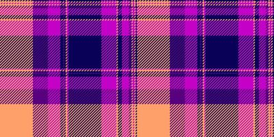 60s textile plaid, cool tartan fabric background. Large pattern texture seamless check in purple and indigo colors. vector