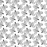 Hand drawn floral pattern design. Simple ornament with plant and leaf. vector