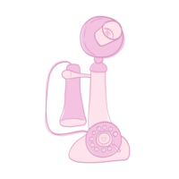 pink cute telephone line drawing png