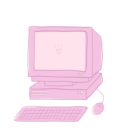 söt rosa dator linje ritningar png