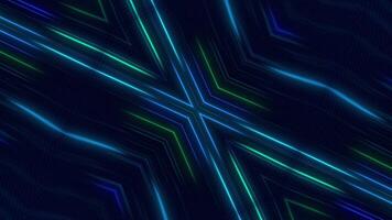 Trendy gaming background with glowing green and blue neon light beams. Stylish futuristic tech animation. video