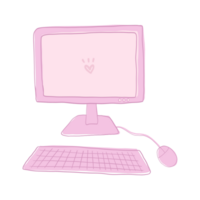 cute pink computer line drawings png