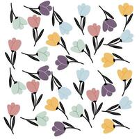 Hand drawn pastel flowers pattern on white for fabric, textile, wallpaper vector