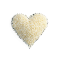 Jasmine rice long slender white grains soft heart outline with gentle highlights Food and culinary png