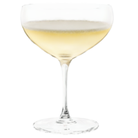 Riedel Veritas Champagne Coupe crystal saucer with slightly curved bowl effervescent pale gold liquid abstract png