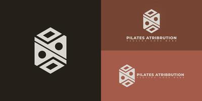 Abstract initial hexagon letter PA or AP logo in silver-white color isolated on multiple background colors. The logo is suitable for Gym and Pilates Studio brand logo design inspiration templates. vector