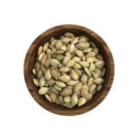 Pumpkin Seeds in a Wooden Bowl on a transparent background AI-Generative png