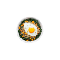 Breakfast quinoa salad fluffy quinoa tossed with roasted sweet potatoes kale and a fried egg png