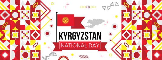 nacional día de Kirguistán bandera diseño.creativo independencia día bandera, póster, tarjeta, bandera, plantilla, para celebrar anual vector