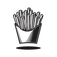 francés papas fritas ilustración. francés papas fritas logo aislado en blanco antecedentes vector