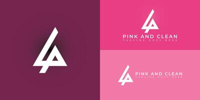 Abstract initial triangle letter LP or PL logo in white color isolated on multiple pink background colors. The logo is suitable for beauty and fashion brand logo design inspiration templates. vector
