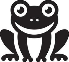 Cute frog sitting silhouette illustration. vector