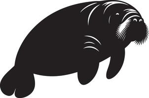 Manatee silhouette illustration. vector