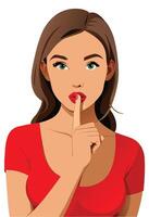 young woman with finger on lips vector