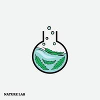 natural lab logo design concept, creative symbol of science and medicine, eco friendly lab logo template vector