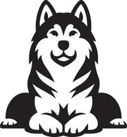 Siberian Husky silhouette dog illustration. Popular family dog. vector