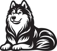 Siberian Husky dog silhouette illustration. Popular family dog. vector