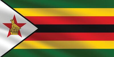 National Flag of Zimbabwe. Zimbabwe Flag. Waving Zimbabwe flag. vector