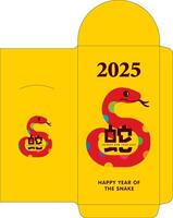 chino nuevo año 2025 con vistoso serpiente zodíaco símbolo rojo paquete sobre saludo modelo diseño. año de el serpiente 2025 vector