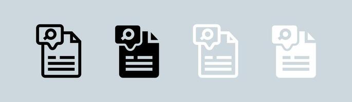 Articles icon set in black and white. Blog signs illustration. vector