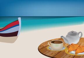 rowing boat table with breakfast vector