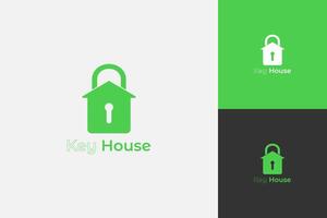 Logo design of a building or house with a key vector