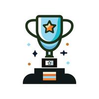 Trophy or Champion Cup flat illustration isolated on a white background. Trophy sign vector