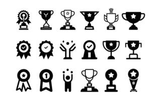 trofeo íconos colocar. trofeo taza icono en plano estilo. ganador premio ilustración en un blanco aislado antecedentes. vector