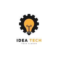 idea tecnología con mecánico lámpara logo vector