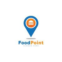 alfiler ubicación comida punto logo vector