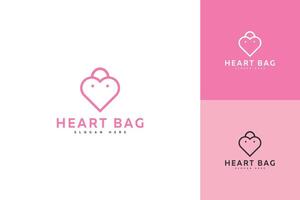 Heart bag icon logo template design vector