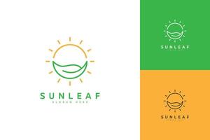 logo of leaves and sun simple design vector