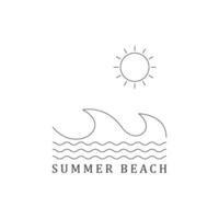 verano playa contorno icono ilustración, playa y mar vector