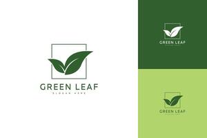 logo verde hoja sencillo diseño vector