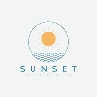 sunset logo simple design vector