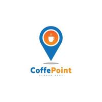 Pin location coffe point logo template vector