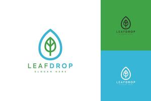 leaf and water logo vector