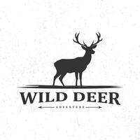 Vintage wild nature deer label and logo template vector